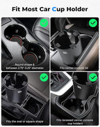 KEMIMOTO Upgraded Car Cup Holder Expander Long Base Model, Compatible with Hydro Flasks Yeti Stanley, Large Cup Holder Adapt 