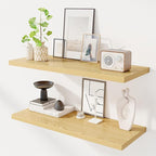 Dreamland 36" Floating Shelves for Wall, 12" Deep Slim Oak Floating Shelves, Wall-Mounted Shelves for Bedroom, Living Room, K