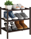 BMOSU 3-Tier Bamboo Small Shoe Rack Premium Stackable Shoe Shelf Storage Organizer for Hallway Closet Living Room Entryway Or