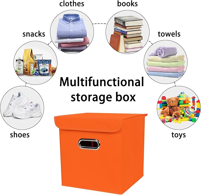 Closet Organizers Fabric Storage Bins With Lids Collapsible Cube Storage Organizer Basket With Handles,Storage Boxes for Clot