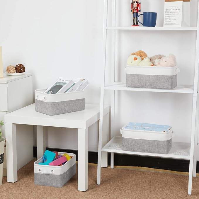 Bidtakay Small Storage Baskets for Organizing [4-Pack] Fabric Storage Bins for Baby Organizer Shelf Baskets for Nursery Stora