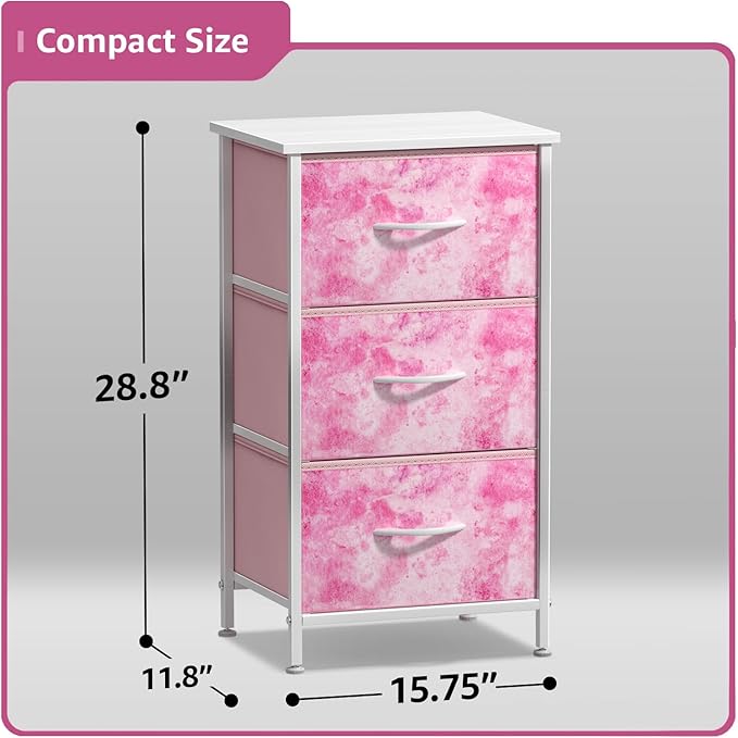 Sorbus Nightstand Storage Organizer Chest with 3 Drawers - Kids Girls, Boys Bedroom Furniture Chest for Clothes, Closet Organ