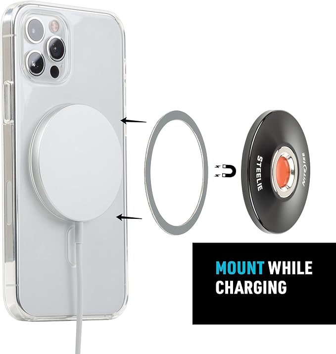 Nite Ize Steelie Orbiter Plus Magnetic Socket and Metal Ring - Car Dashboard with Magnetic Mount - Sturdy Dashboard Mount for Cell Phone - Black