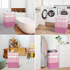 HomeHacks 2 Pack Large Laundry Baskets, Waterproof, Freestanding Laundry Hampers, Collapsible Clothes Hamper with Reinforced 