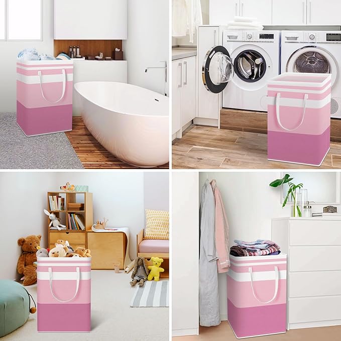 HomeHacks 2 Pack Large Laundry Baskets, Waterproof, Freestanding Laundry Hampers, Collapsible Clothes Hamper with Reinforced 