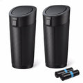 Car Trash Can Bin with Lid, 2 Packs,Mini Small Garbage Can Bin,Cup Holder Trash Can for Vehicle, Car's Door, Back Seat - Leakproof Portable Dustbin (Black)