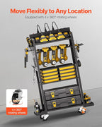 VEVOR 4-Tier Tool Organizer Cart with Charging Station, 8 AC Outlet, Floor Stand Rolling Drill Holder and Tool Battery Storag