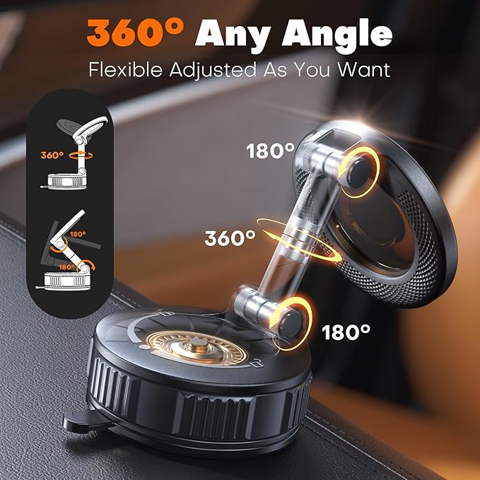 Magnetic Phone Holder for Car [98+ LB Strongest Suction & 2800gf Strongest Magnetic] 360° Adjustable Car Phone Holder for Magsafe Phone Holders for Your Car for iPhone 17 Pro Max 16 15 14 13 12 Plus