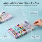 Umirokin 2 Pack 15 Grids Clear Plastic Organizer Box with Adjustable Dividers, Craft Storage Containers for Jewelry, Beads, S