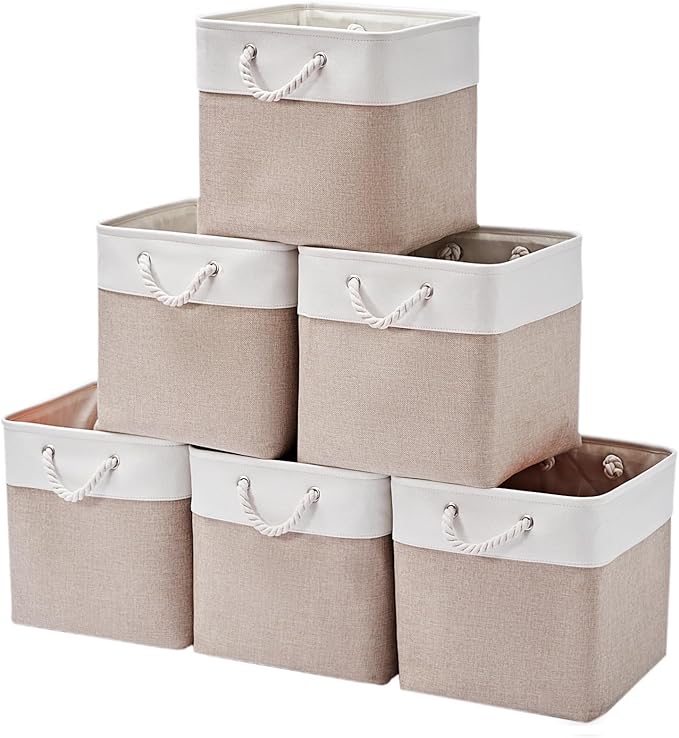 13 x 13 Inch Storage Cubes，6 Pack Cube Storage Bins for Shelves，Fabric Collapsible Storage Bins with Handles, Foldable Storag