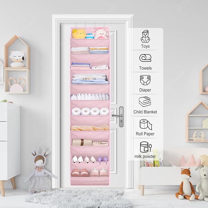 SLEEPING LAMB Over The Door Shoe Organizer for Closet, Kids Sneaker Storage for Hanging Shoe Rack for Door with Large Deep Po