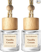 C Classy Car Air Freshener Hanging 2 Pack, Vanilla Cream Essential Oil Diffuser for Cars, Long-Lasting Fragrance, Cute Glass 