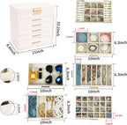 BOOVO Jewelry Boxes for Women, White and Black 6 Layer Large Jewelry Box for Necklace, Bracelet, Earrings, Rings Storage, Jew