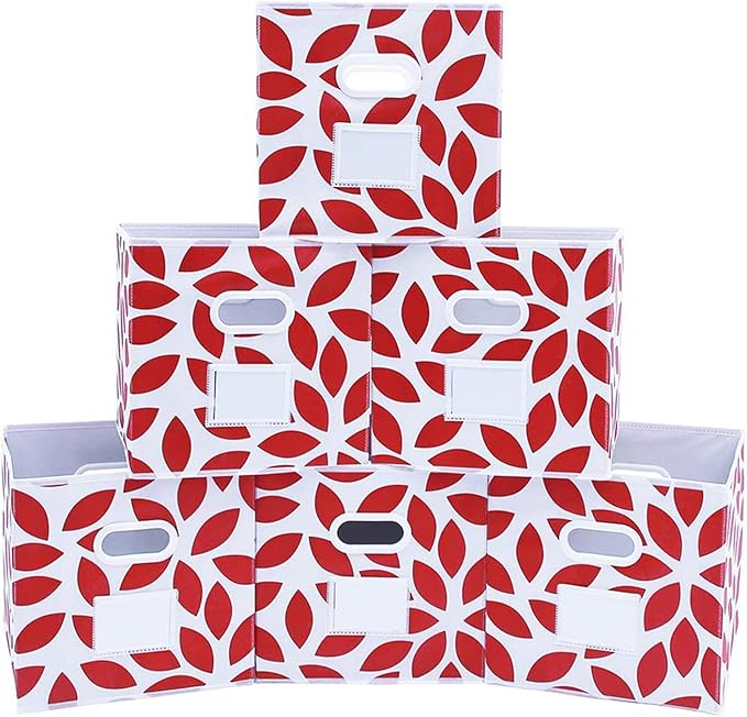 MAX Houser Fabric Storage Bins Cubes Baskets Containers with Dual Plastic Handles for Home Closet Bedroom Drawers Organizers,