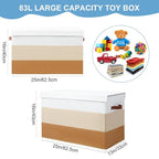 Mayniu Large Toy Box Chest with Divider, Sturdy Toy Storage Bin Organizer Baskets with Lid for Kids, Boys, Girls, Nursery, Li