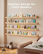 Shario Nursery Book Shelves, 4-Pack White Floating Shelves for Wall Kids, Scalloped Shelves, Wall Book Shelves for Bedroom Ki