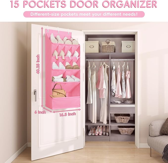 FENTEC 1 Pack Over-the-Door-Shoe-Organizers, Hanging Shoe Organizers with Large Pocket Shoe Holder Hanging Shoe Rack for Clos