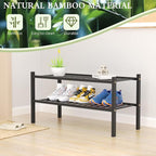 ROMGUAR CRAFT 2 Tier Bamboo Shoe Rack for Closet Free Standing Wood Shoe Shelf for Entryway Small Space Stackable 27"x11"x13"