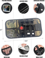 Molle Car Sun Visor Organizer - Tactical Storage Panel with 180° Zipper Pouch & Magnetic Glasses Clip & Photo Holder & Semi-Rigid Molle Panel for Military Gear (1, Camouflage)