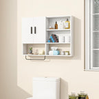 Medicine Cabinet, Wooden Bathroom Wall Cabinet with 2 Doors, Adjustable Shelves & Towel Bar, Over Toilet Storage Cabinet Wall