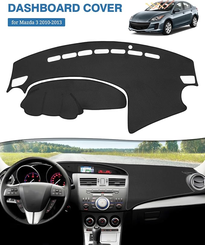 FIILINES Dash Cover Fit for Mazda 3 2010-2013 Accessories Dashboard Mat Cover for Mazda 3 Accessories Dash Mat Sunshade Nonsl