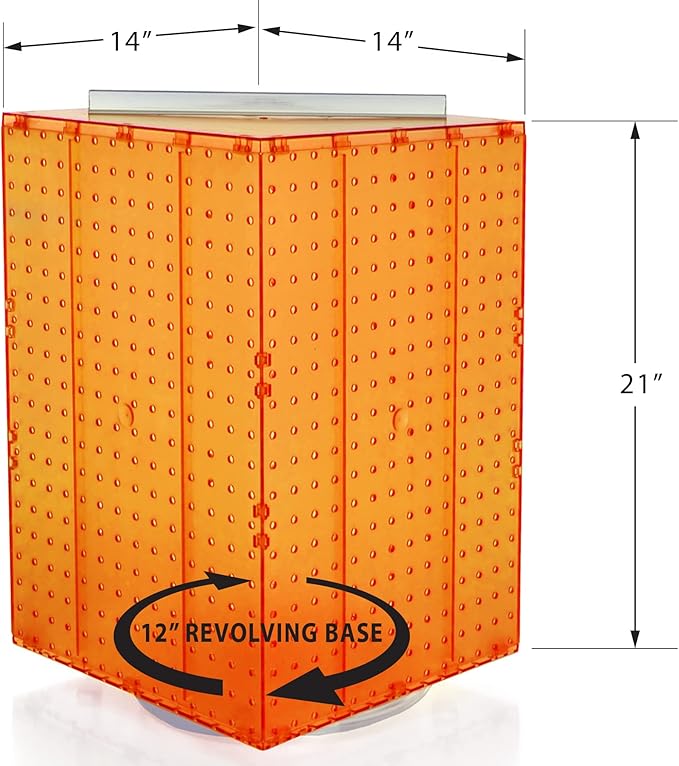 Azar Displays 701414-ORG-4C32 Rotating Countertop Display Kit with Peg Hooks Included, 14 Inches Wide x 14 Inches Deep x 20 I