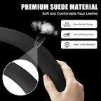 Suede Steering Wheel Cover with Upgraded Silicone Inner Ring, Breathable, Anti-Slip, Leather Universal 14.5 to 15 Inch Steeri