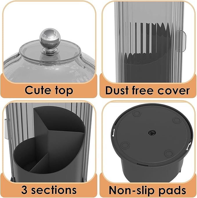 Dustproof Toothbrush Holders with Cover, Rotating Electric Toothbrush and Toothpaste Holder for Bathroom Countertop, 3 Slots 