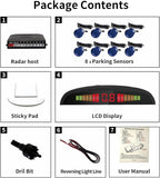 Car Reverse Parking Radar System with 8 Parking Sensors Distance Detection + LED Distance Display + Sound Warning (Blue Color)