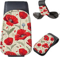 Sunglasses Holder for Car Visor, PU Leather Glasses Clip Organizer, Cute Magnetic Eyeglass Holder for Vehicle Sun Visor, Car Interior Accessory for Women & Men Red Poppy Flowers