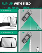 SCITOO Towing Mirrors Left+Right Rear View Mirrors for 2009-2016 For Dodge For Ram 1500 2500 3500 with Power Heated Turn Signal Manual Flip up and Folding Feature