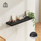 Dreamland 55" Floating Shelves for Wall, 12" Deep Thicker Black Floating Shelves, Wall-Mounted Shelves for Bedroom, Living Ro