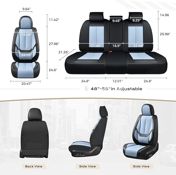Coverado Seat Covers, Car Seat Covers Full Set, Leather Seat Covers for Cars, Car Seat Protector, Black Car Seat Covers Front