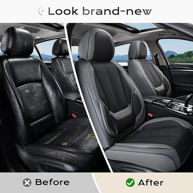 Coverado Seat Covers, Car Seat Covers Front Seats, Car Seat Cover, Car Seat Protector Waterproof, Car Seat Cushion Nappa Leat