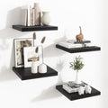 Fun Memories Floating Shelves for Wall - 12 Inch Square Shelves with Invisible Brackets, Black Small Wall Shelf for Living Ro