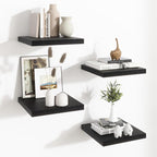 Fun Memories Floating Shelves for Wall - 12 Inch Square Shelves with Invisible Brackets, Black Small Wall Shelf for Living Ro