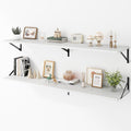 Deep Floating Shelves Wall Mounted, 55"x12" White Wall Shelves with Brackets Set of 2 for Bedroom, Living Room, Bathroom, Kit