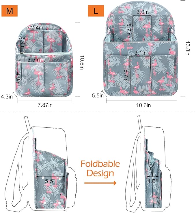 Surblue Backpack Organizer Insert Liner Hanging Travel Rucksack Purse and Handbag Insert Pocket, High-capacity Divider Foldab