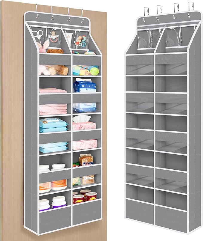 Univivi 6-Shelf Over Door Hanging Organizer Fabric Door Organizer with 10 Deep Pockets and 4 Small PVC Pockets Hanging Storag