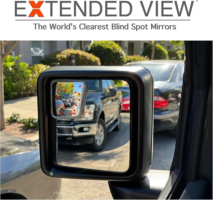 Custom Blind Spot Mirrors- Compatible with 2020-Present Jeep Gladiator | blind spot mirrors compatible with Jeep Gladiator JT| NXTGEN Extended View Blind Spot Mirrors - 2 Piece Set (Left & Right)