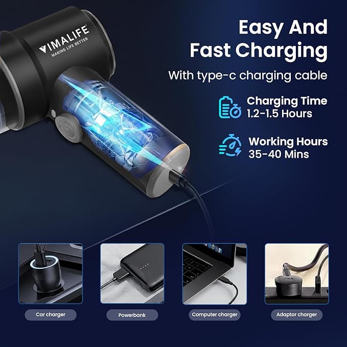 VIMALIFE 10000Pa Cordless Car Vacuum Cleaner & Air Duster
