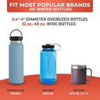 Car Cup Holder Expander - Fits Hydro Flasks 32/40 oz, Nalgene, Yeti & Large Bottles up to 3.8 inches Wide - for Car up to 3.2