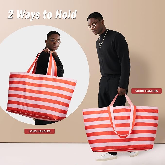 KALIDI 60L Extra Large Duffle Bag, Beach Tote Zipper Utility Oversized Weekender Carrier Travel Shopping Reusable Grocery Bag