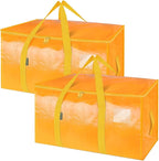 BALEINE 2-Pack Oversized Moving Bags with Reinforced Handles, Heavy-Duty Storage Tote for Clothes, Moving Supplies (Light Yel