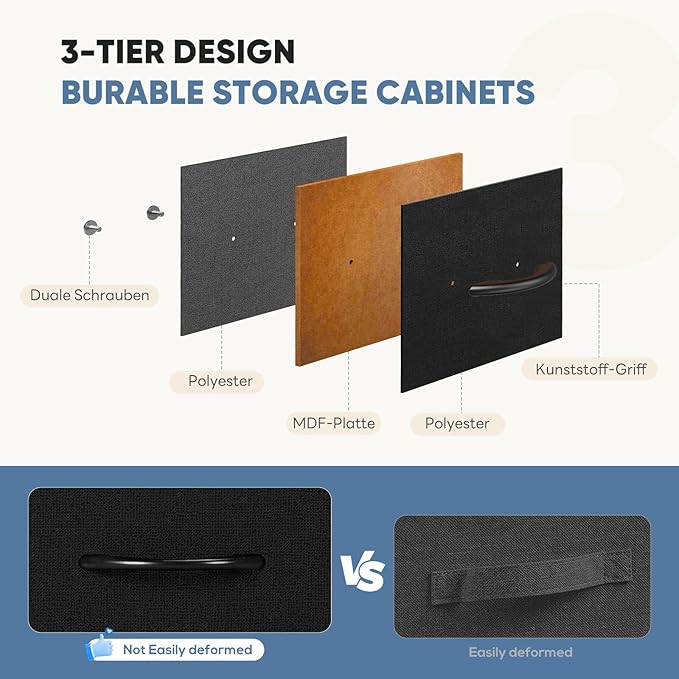 DUMOS 9 Drawer Dresser for Bedroom, Fabric Storage Organizer with Sturdy Metal Frame, Wooden Top Chest of Drawers for Closet 