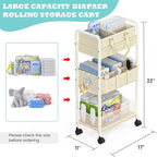 2In1 Baby Diaper Caddy & 3-Tier Rolling Cart, Diaper Caddy Organizer Carts with Dividers, Mobile Metal Utility Cart for Nurse
