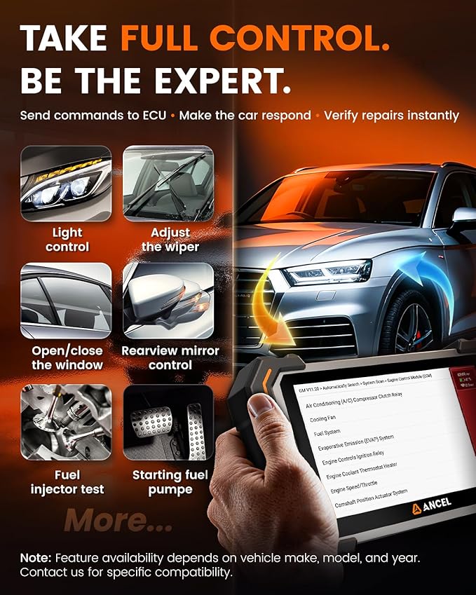 ANCEL DS500BT Bidirectional Scan Tool, Full-System Automotive Diagnostic Scanner with 28+ Services, Injector Coding,