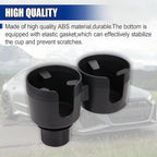 Car Double Cup Holder Extender, Multifunctional 2-in-1 Auto Drink Holder Insert with Adjustable Base, Portable Cup Holders Adapter, Universal Car Beverage Organizer for Bottle, Snack (Black)