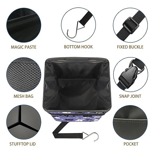 Gothic Car Trash Can with Lid Collapsible Reusable Waterproof Car Garage Bag,Automotive Garbage Can,Car Accessories Interior Car Organizer