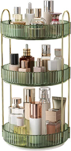 360° Rotating Makeup Organizer, Large Capacity Skincare Organizer, 3 Tier Cosmetic Skin Care Perfume Dresser Organizer, Fits 